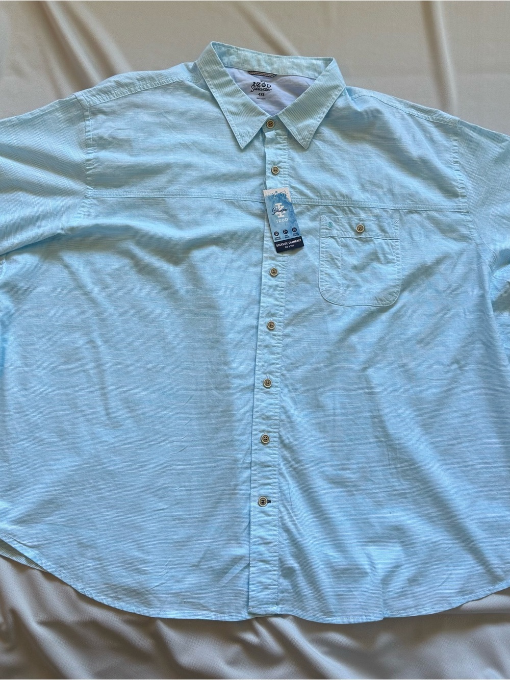 NWT IZOD Saltwater Big & Tall Dockside Chambray Button Down Shirt Blue 4XB